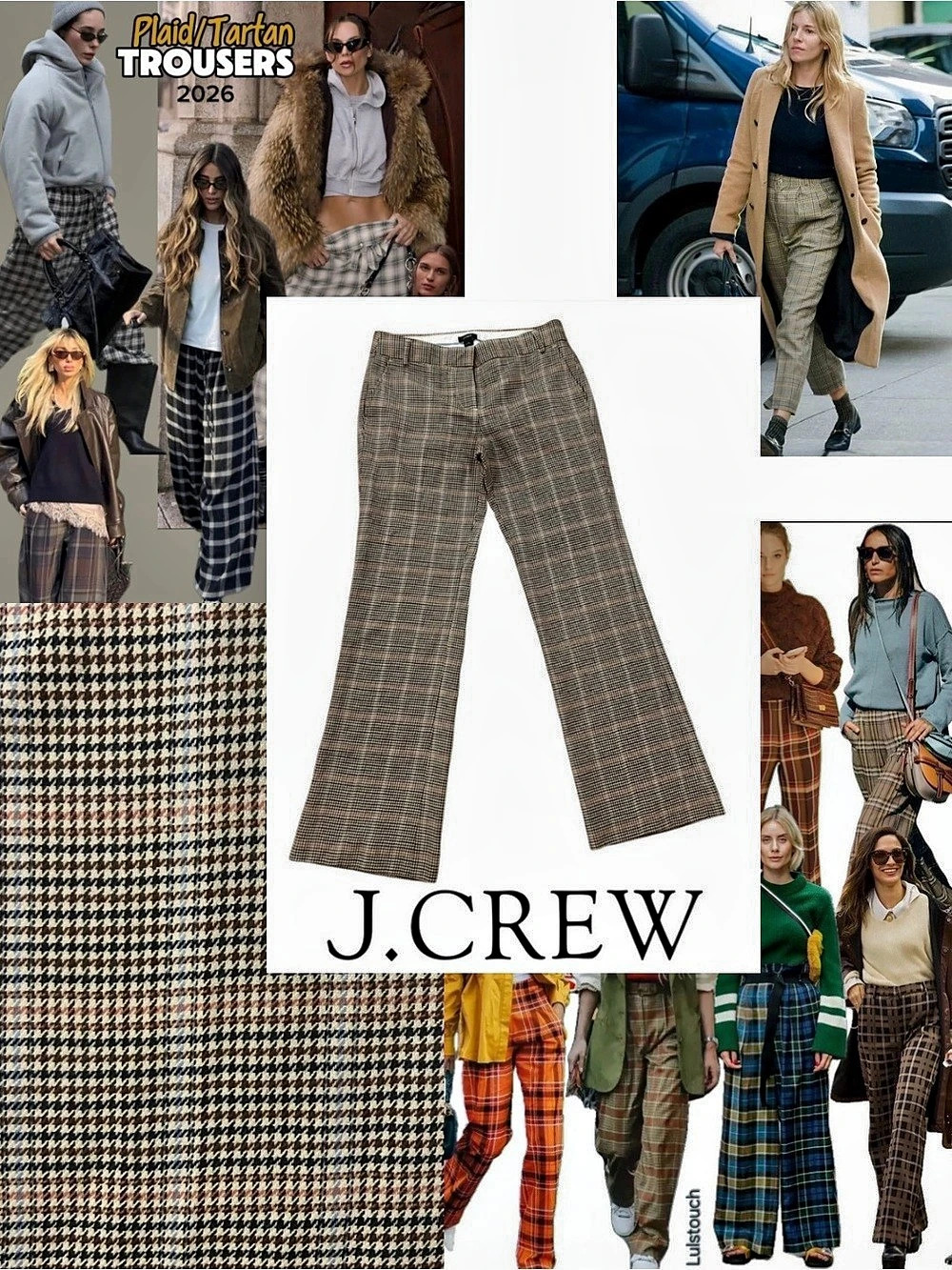 J.Crew - Tweed Houndstooth Plaid Flare Pants Brown & Black, Size 4